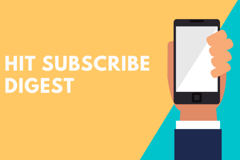 Yellow and Blue Gadget Business Facebook Cover Hit Subscribe Digest